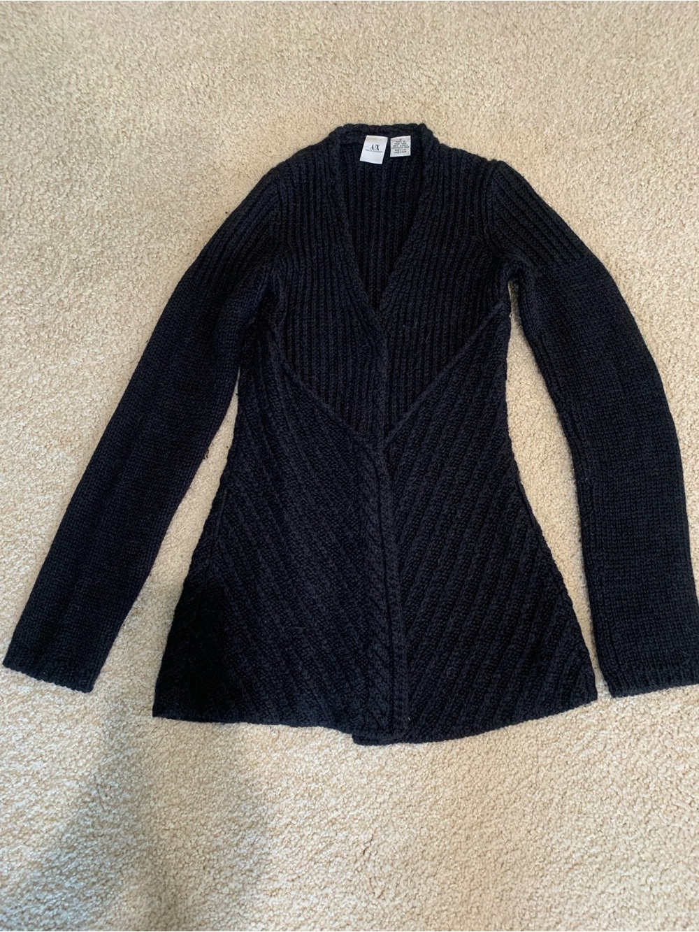 Armani Exchange Black Ribbed V-Neck Women's Sweater